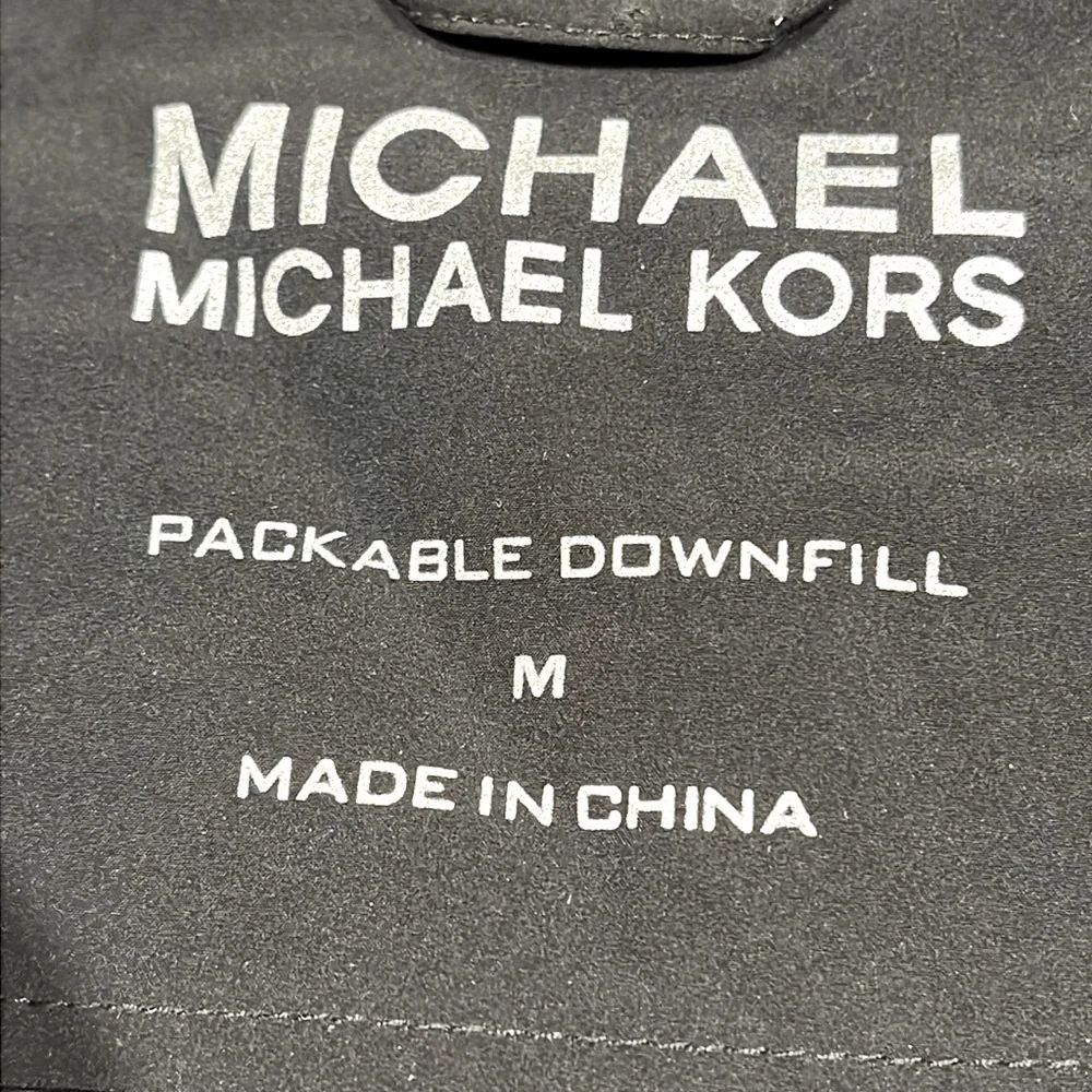 Michael Kors Packable Downfill Puffer Jacket Faux Leather Trim